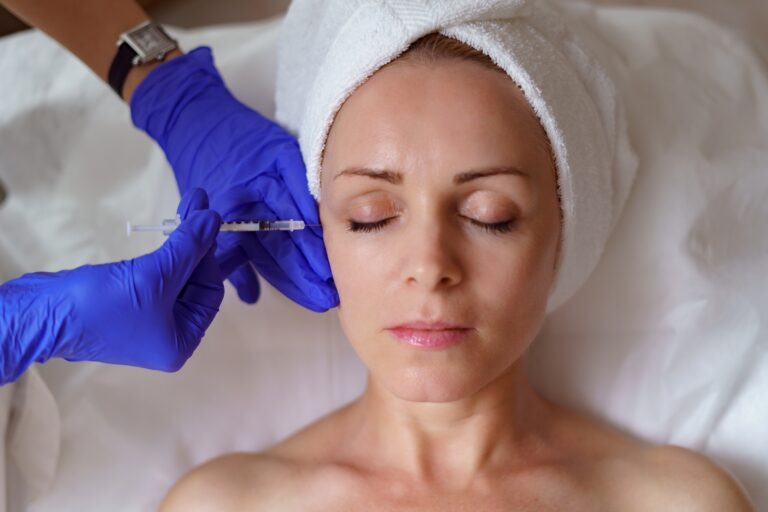 Close up of cosmetic botox injection